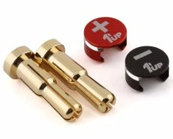 1UP Racing LowPro Bullet Plug Grips W/4-5mm Bullets (Black/Red)