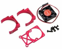 Hot Racing Clip-On Two-Piece Motor Heat Sink W/Fan (Red)