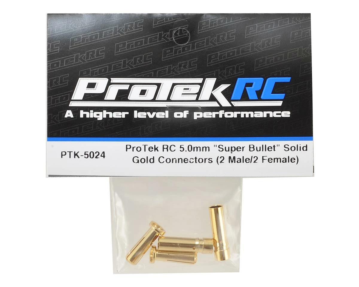 Protek RC 5.0mm "Super Bullet" Solid Gold Connectors (2 Male/2 Female) - Image 2