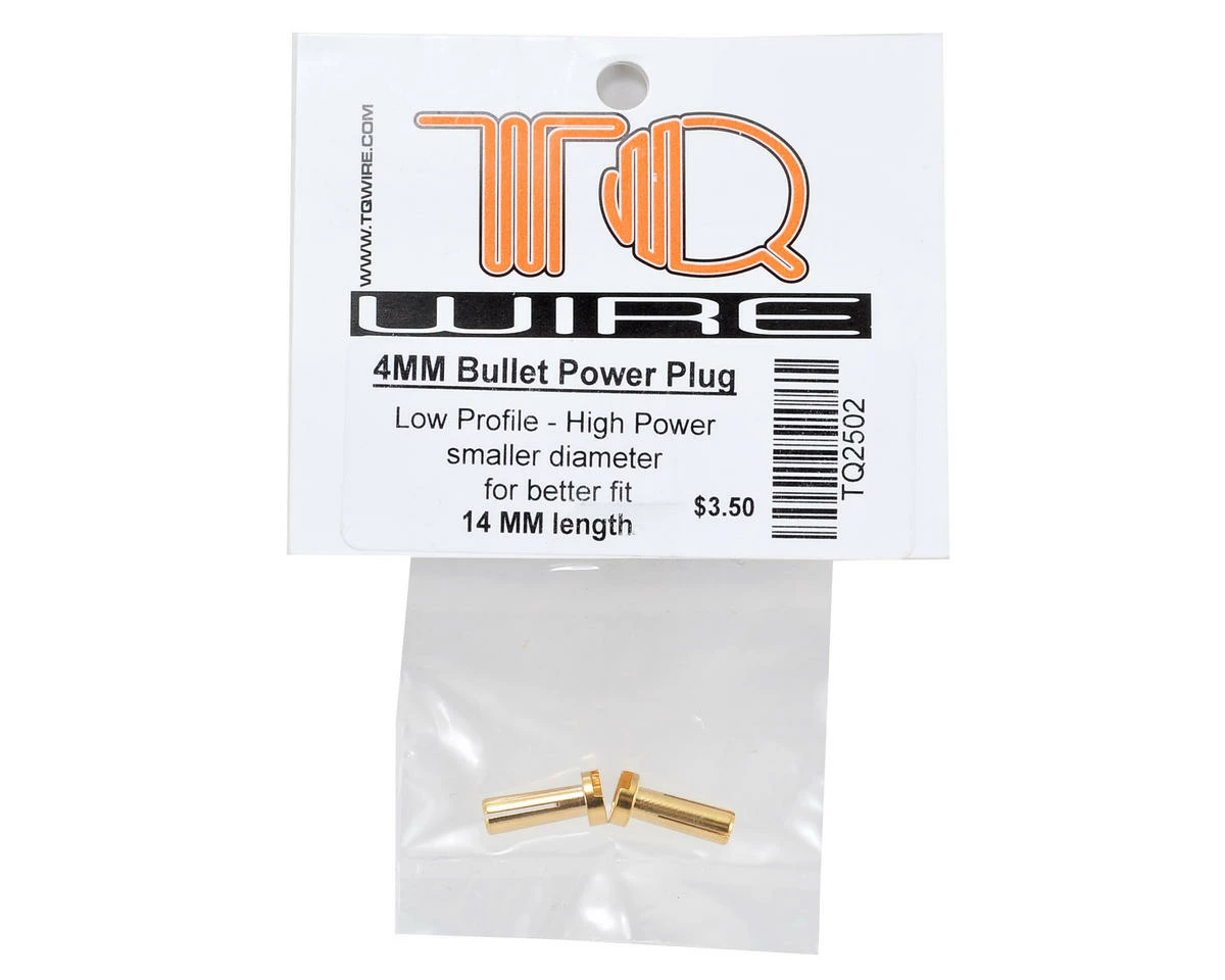 TQ WIRE 4mm Low Profile Male Bullet Connectors (Gold) (14mm) (2) - Image 2