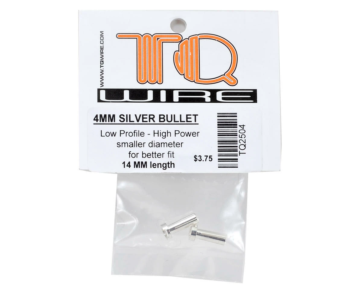 TQ WIRE 4mm Low Profile Male Bullet Connectors (Silver) (14mm) (2) - Image 2