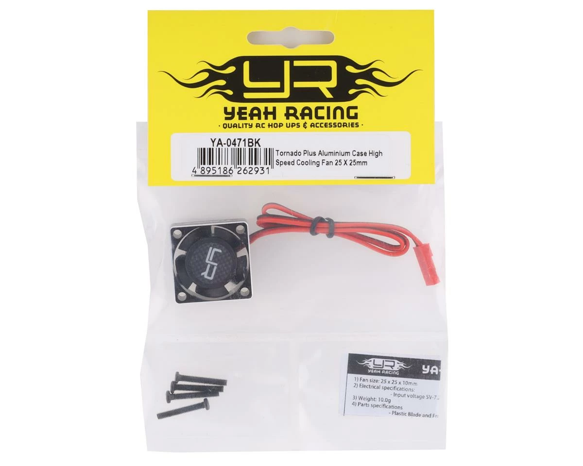 YEAH RACING 25x25x10mm Aluminum Case Tornado Plus High Speed Cooling Fan (Black) - Image 2