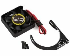 YEAH RACING 1/8 Aluminum Fan Mount Clamp W/40mm Cooling Fans (Black)
