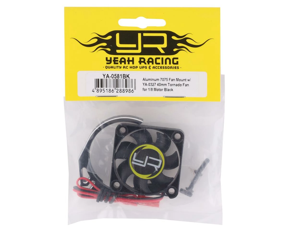 YEAH RACING 1/8 Aluminum Fan Mount Clamp W/40mm Cooling Fans (Black) - Image 2