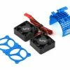YEAH RACING Aluminum 540/550 Motor Heat Sink W/Twin Tornado Fans (Blue)